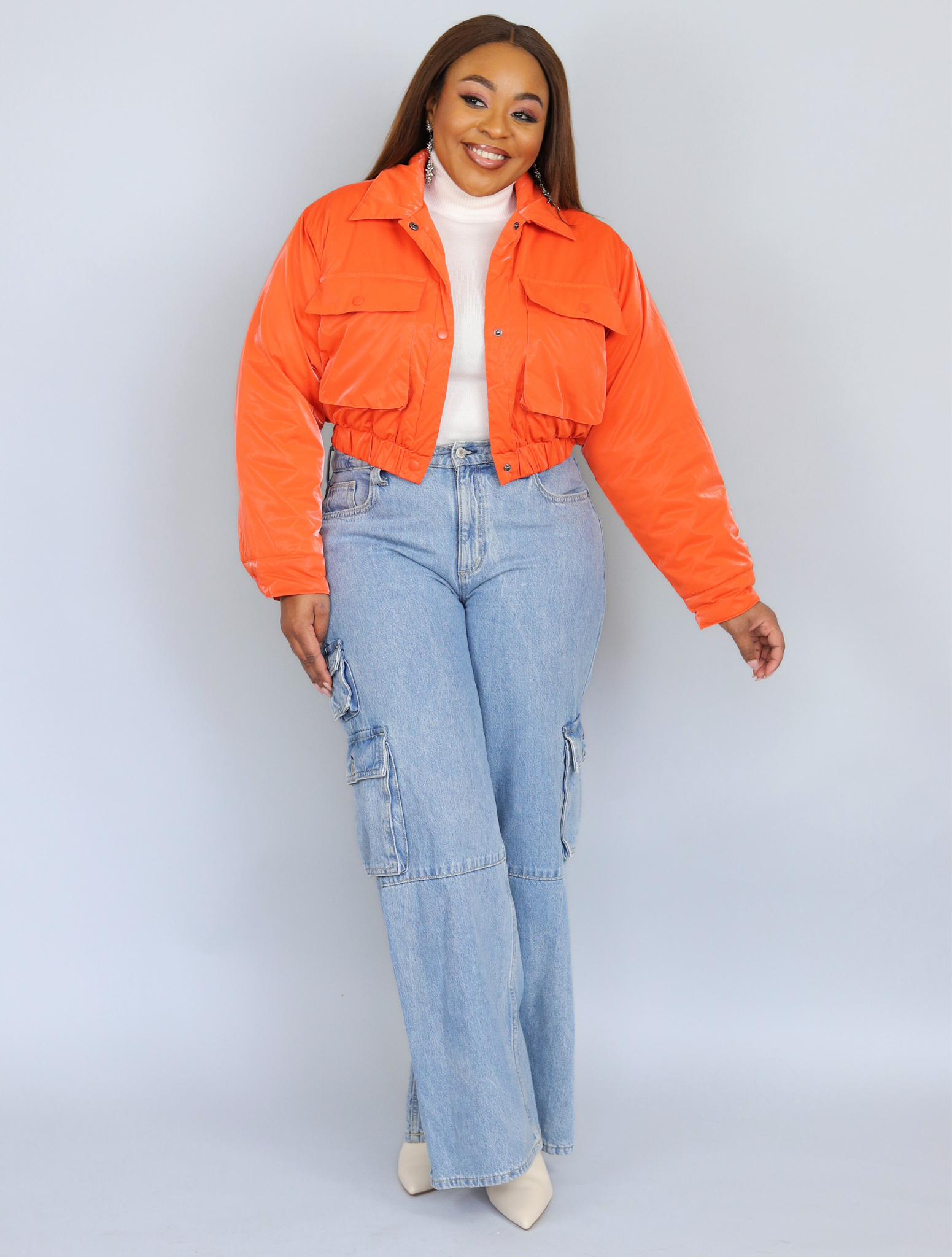 Plus size orange jacket hotsell