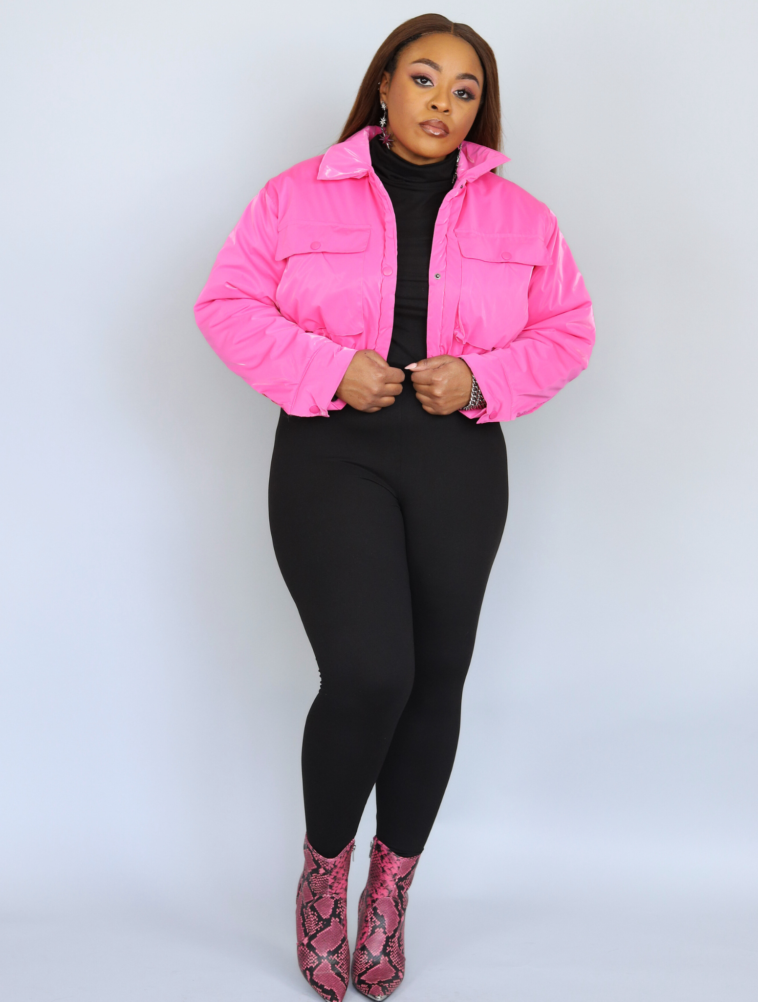 Hot pink plus size jacket sales